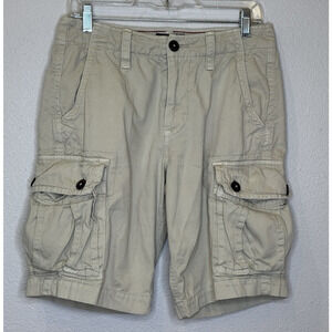 American Eagle Classic Cargo Shorts Mens Size 28 Light Khaki Tan 100% Cotton